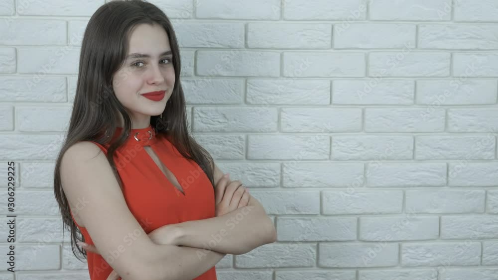 Young model with red lips. Young model with red lips.