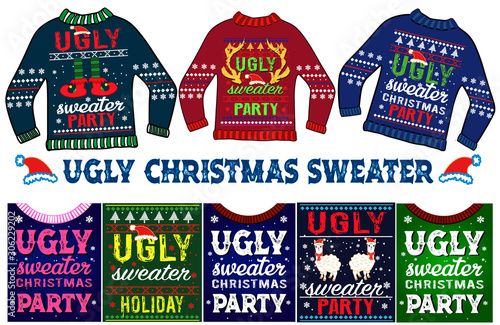 ugly christmas sweater set and gretting card