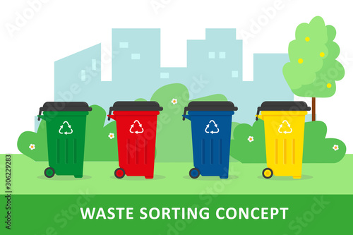 Waste sorting and recycling concept.