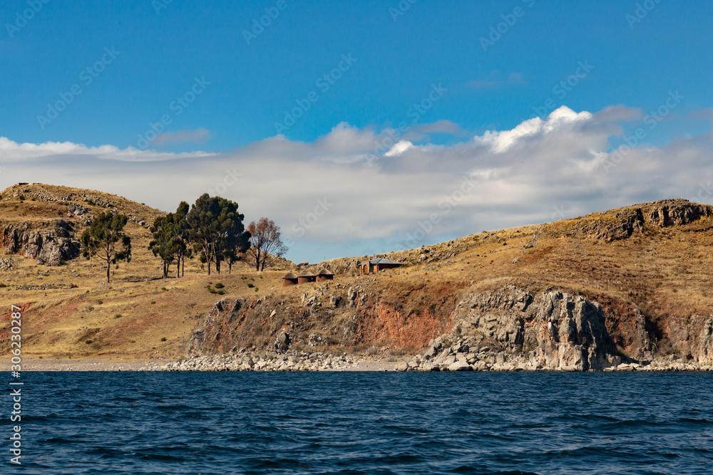 View of the Ticonata island, Lake Titicaca, Peru.