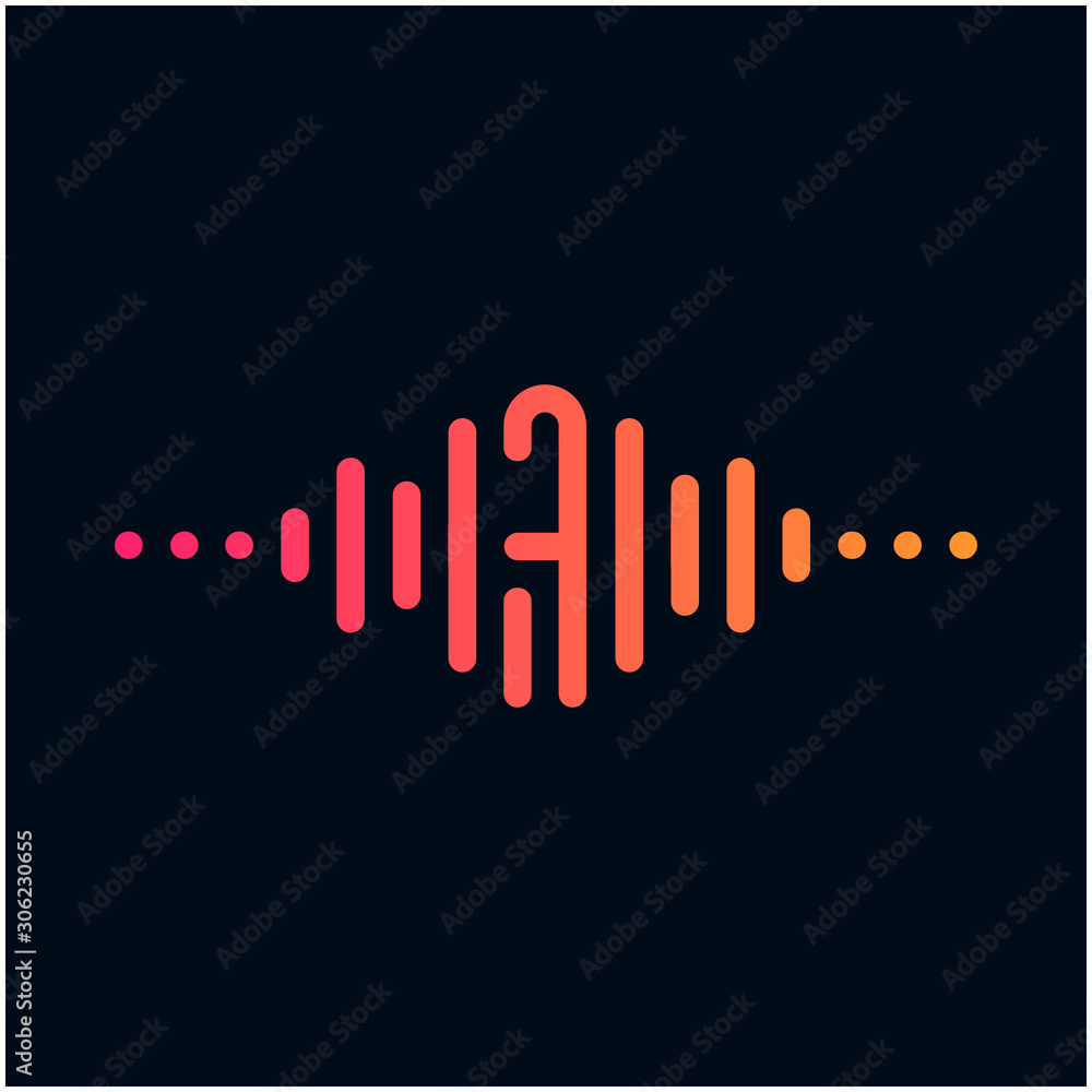 number 7 with Pulse music player element. Logo template electronic music,  equalizer, store, dj, nightclub, disco. Audio wave logo concept, Multimedia  Technology themed, Abstract Shape. - vector Stock Vector | Adobe Stock