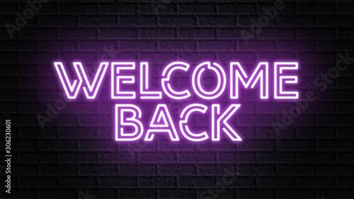 violet neon video animation welcome back