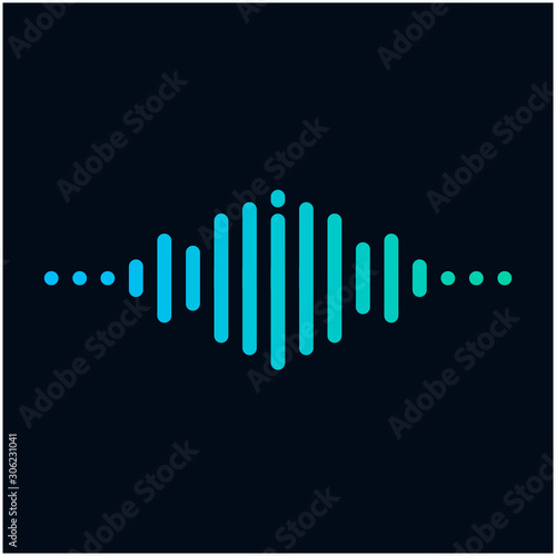letter I with Pulse music player element. Logo template electronic music, equalizer, store, dj, nightclub, disco. Audio wave logo concept, Multimedia Technology themed, Abstract Shape. - vector