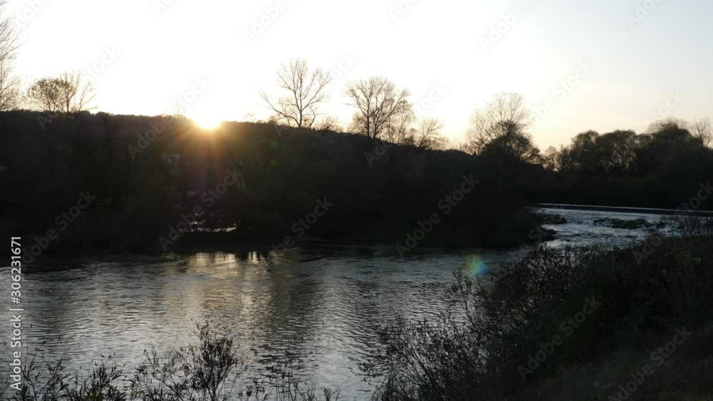 Maritsa river bent around village Brod in Bulgaria sunset. 4K 60p video. Maritsa river bent around village Brod in Bulgaria sunset. 4K 60p video.