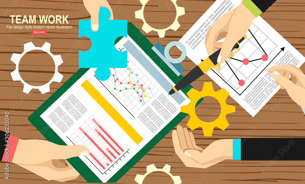 Obraz premium Flat design illustration concepts for business analysis and planning, consulting, team work, project management, financial report and strategy .