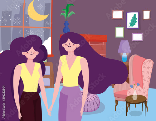 Woman cartoon in home room vector design