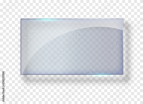 Glass rectangle banner. Great design for any purposes. Vector rectangle frame. Empty glass background. Design template.