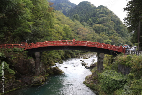 Red bridge Shinkyo in Nikko, Japan