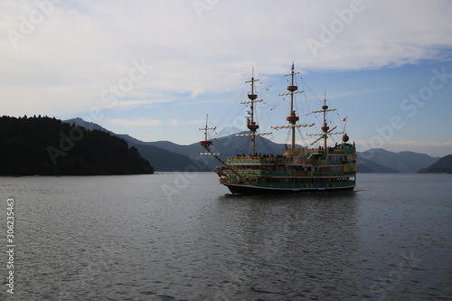 Touristic pirate boat in Hakone lake, Japan