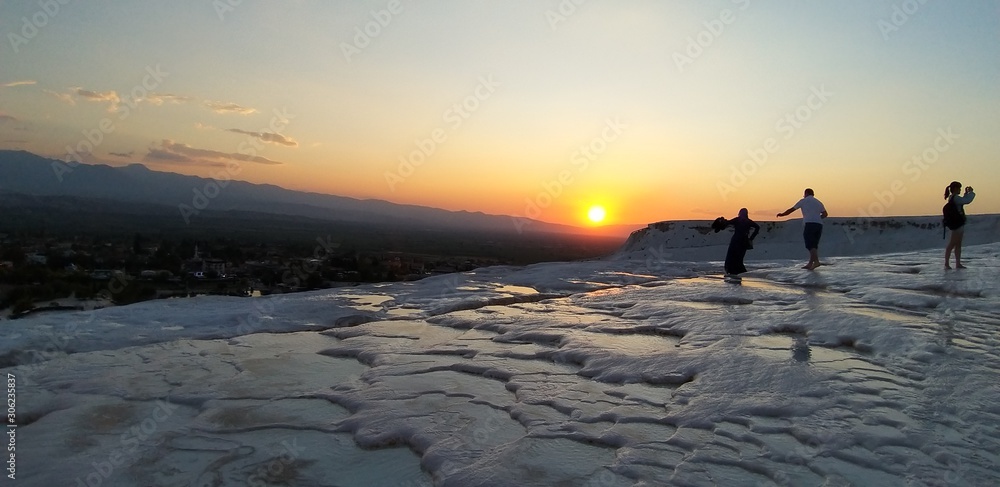 Travertines and Sunset