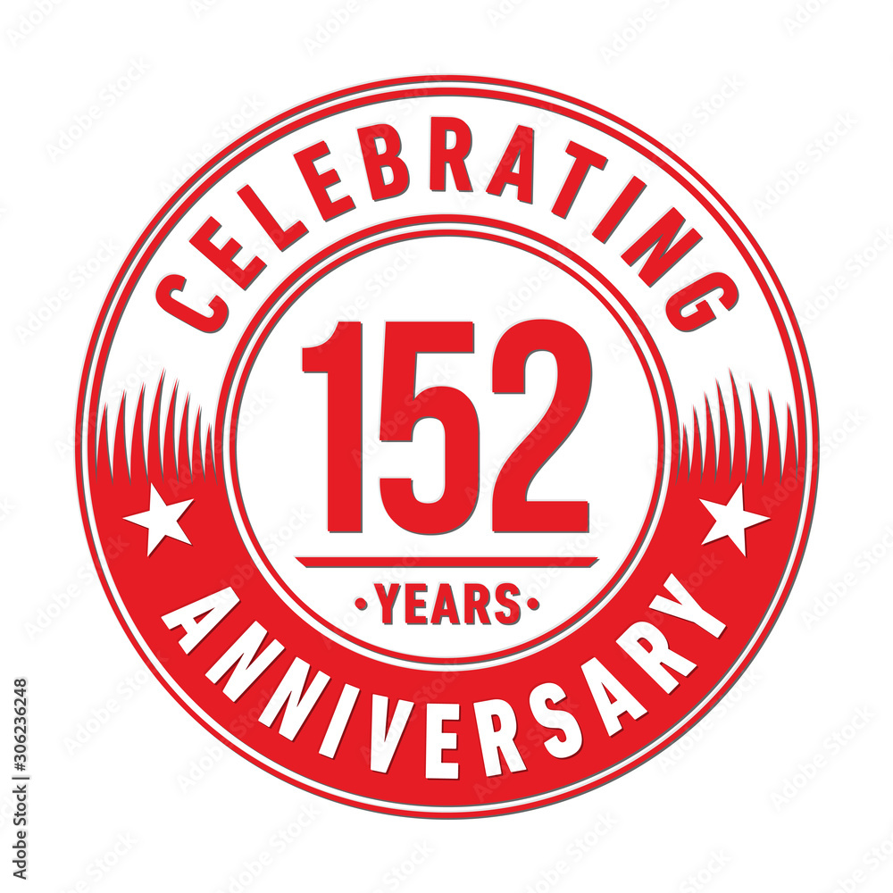 152 years anniversary celebration logo template. One hundred fifty two years vector and illustration. 152 years anniversary celebration logo template. One hundred fifty two years vector and illustration.