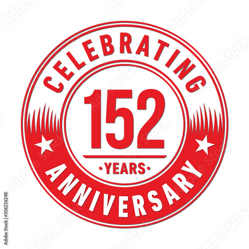 152 years anniversary celebration logo template. One hundred fifty two years vector and illustration.