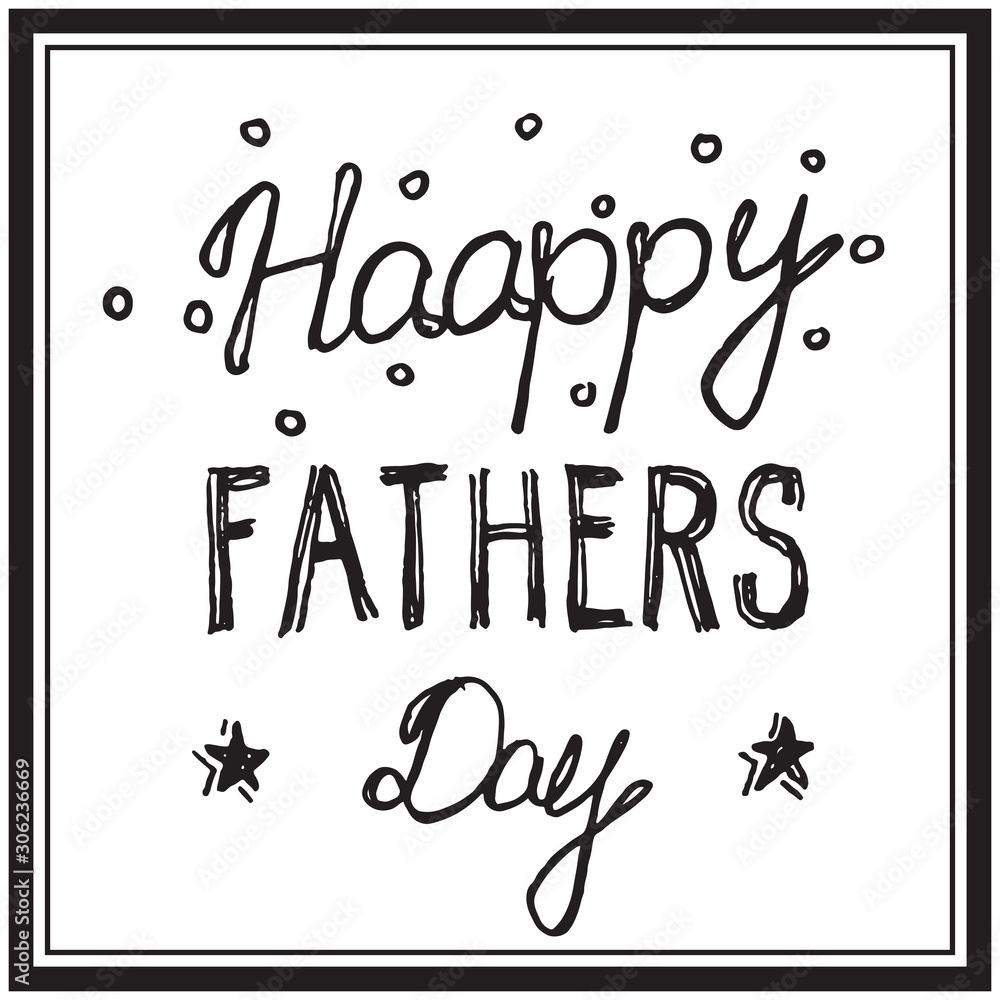 Fathers day holiday vector typography lettering sketch and doodle art card set