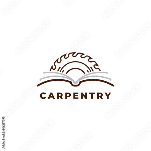 Carpentry book logo design symbol vector template
