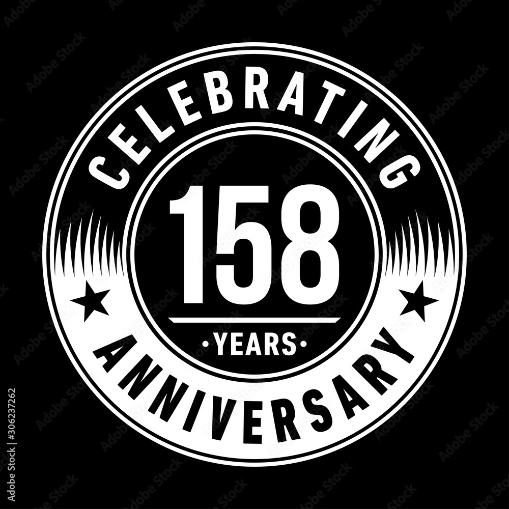 158 years anniversary celebration logo template. One hundred fifty eight years vector and illustration.