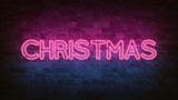 CHRISTMAS neon sign. neon text. Night lighting on the wall. 3d illustration. Glam Christmas cadr. Greeting card for decorative design. New year christmas.Trendy Design. bright advertisement.