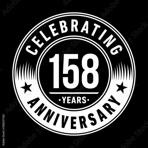 158 years anniversary celebration logo template. One hundred fifty eight years vector and illustration.