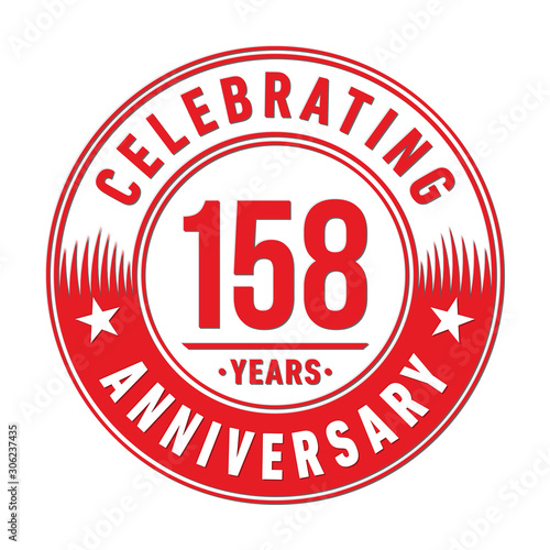 158 years anniversary celebration logo template. One hundred fifty eight years vector and illustration.