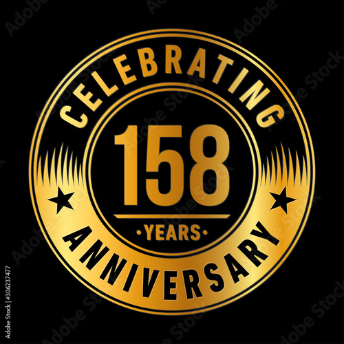 158 years anniversary celebration logo template. One hundred fifty eight years vector and illustration.