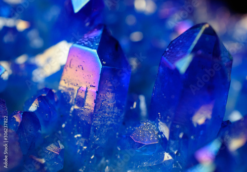 Close-up of prismatic cobalt blue geode crystals photo