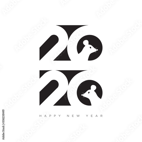 Elegant Happy New Year 2020 logo text design. Cover of business diary for 2020 with wishes. Brochure design template, card, banner. Vector illustration.