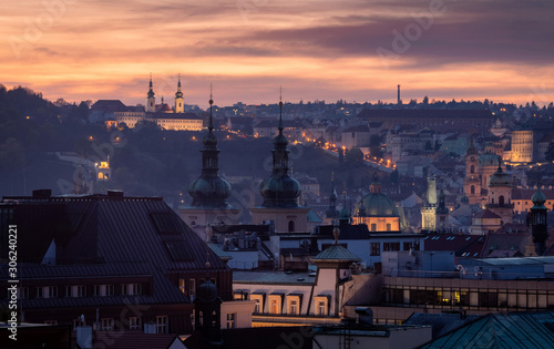 Obraz na płótnie Beautiful evening view on Prague from the tower, Czech Republic w salonie