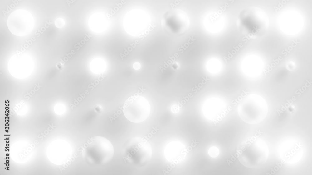 Motion Spheres Array Loop 1 White: grid of glossy pearl white spheres randomly growing, bouncing and flashing bright light on a matte white plane. Lights flashing. Elegant flatlay background. 4K Motion Spheres Array Loop 1 White: grid of glossy pearl white spheres randomly growing, bouncing and flashing bright light on a matte white plane. Lights flashing. Elegant flatlay background. 4K