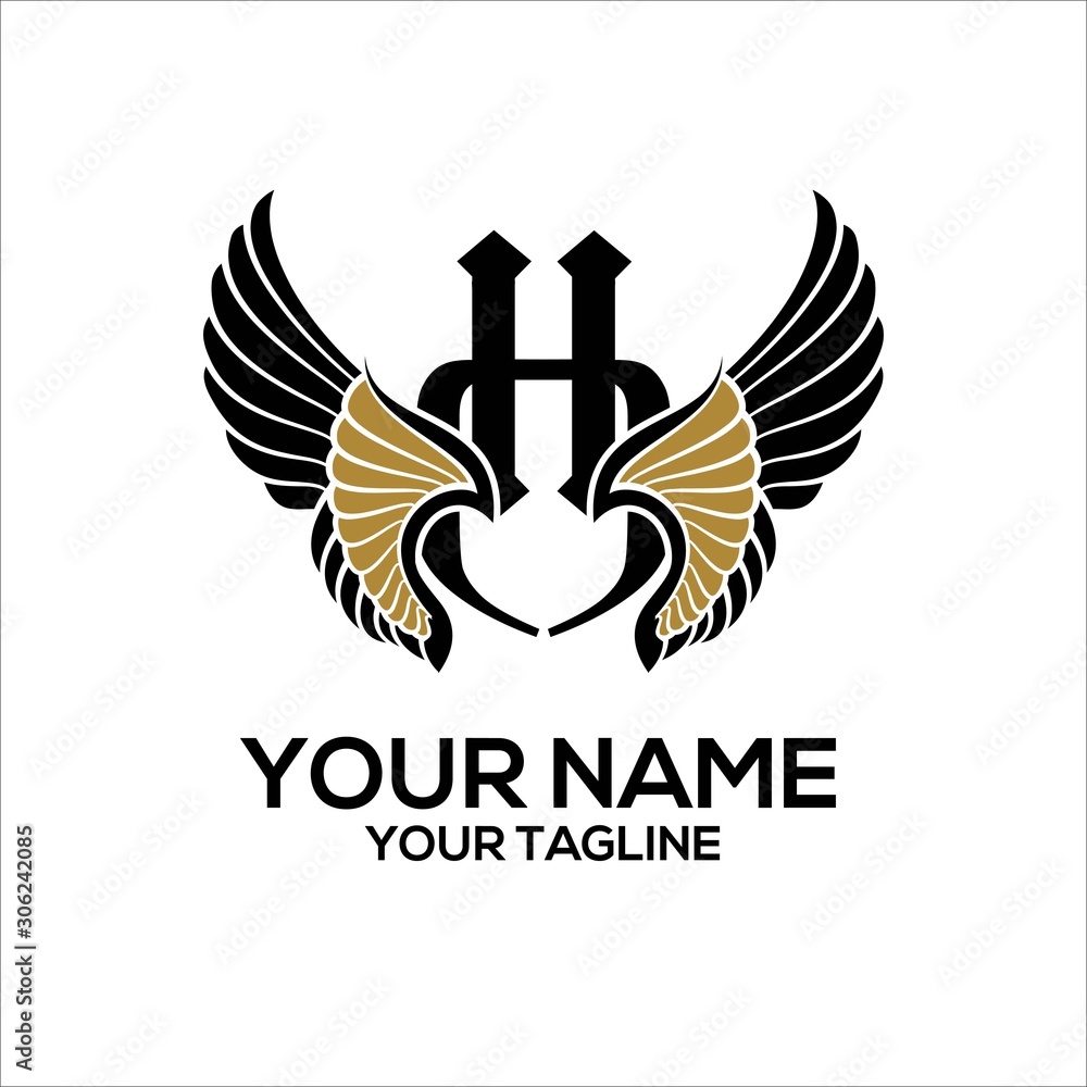 Obraz premium initial H wings vector logo