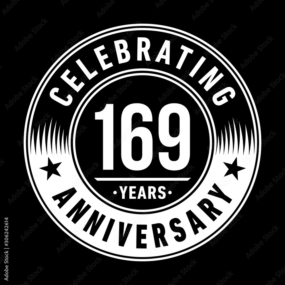169 years anniversary celebration logo template. One hundred sixty nine years vector and illustration.