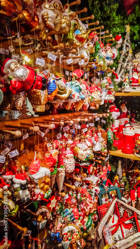 Nurenberg, Germany, 21 November 2019 - Christmas decoration: beautiful toys for christmas tree. Made in Germany