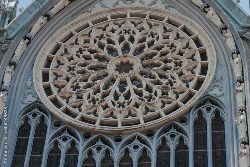 Close up of the details from the Expiatory Sanctuary of the Sacred Heart of Jesus, neo-Gothic style, in Leon, Mexico Close up of the details from the Expiatory Sanctuary of the Sacred Heart of Jesus, neo-Gothic style, in Leon, Mexico