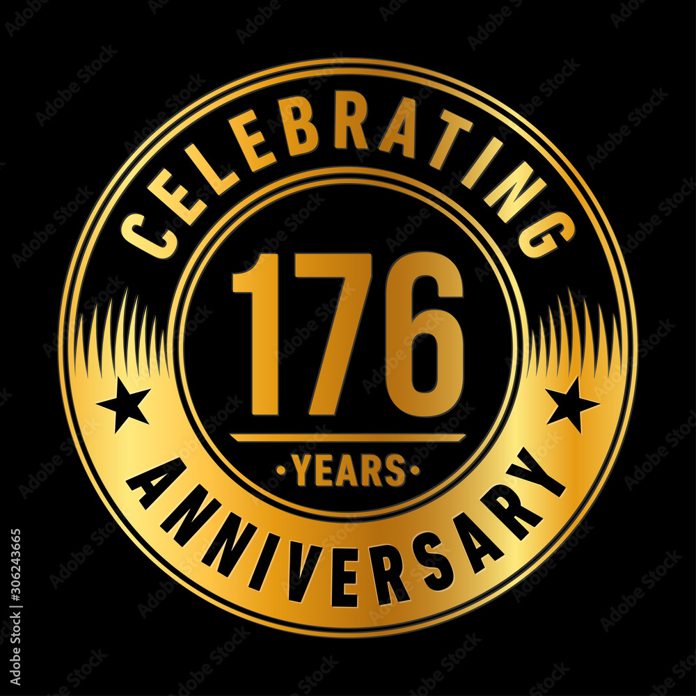 176 years anniversary celebration logo template. One hundred seventy six years vector and illustration.