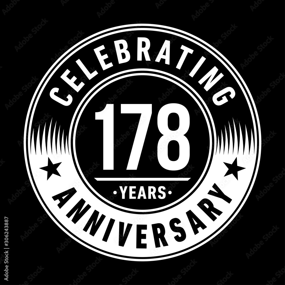 178 years anniversary celebration logo template. One hundred seventy eight years vector and illustration.