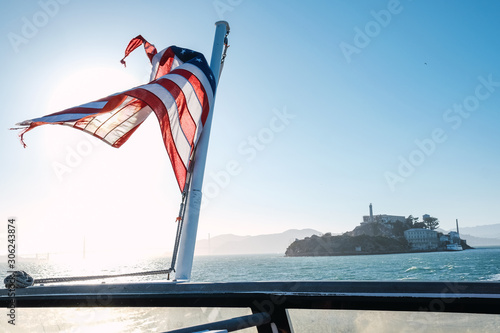 Alcatraz prison seen from a ship
