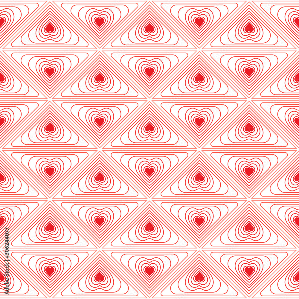 Red hearts and lines on the white background. Vector seamless pattern. Template for Valentine's greeting postcards, wallpaper design. Red hearts and lines on the white background. Vector seamless pattern. Template for Valentine's greeting postcards, wallpaper design.
