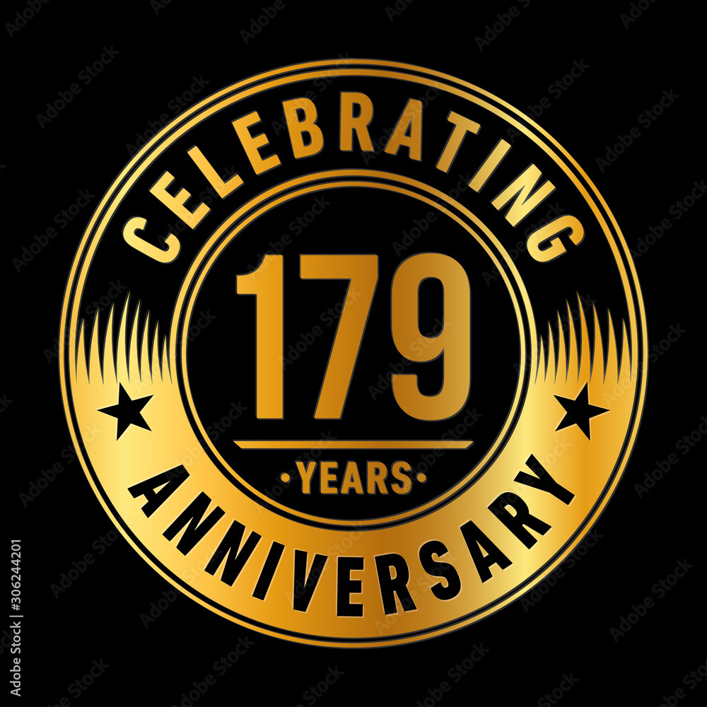 179 years anniversary celebration logo template. One hundred seventy nine years vector and illustration.