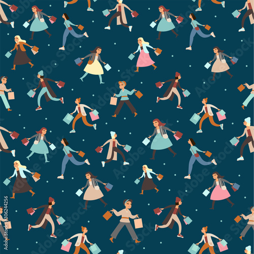 Christmas shopping seamless pattern