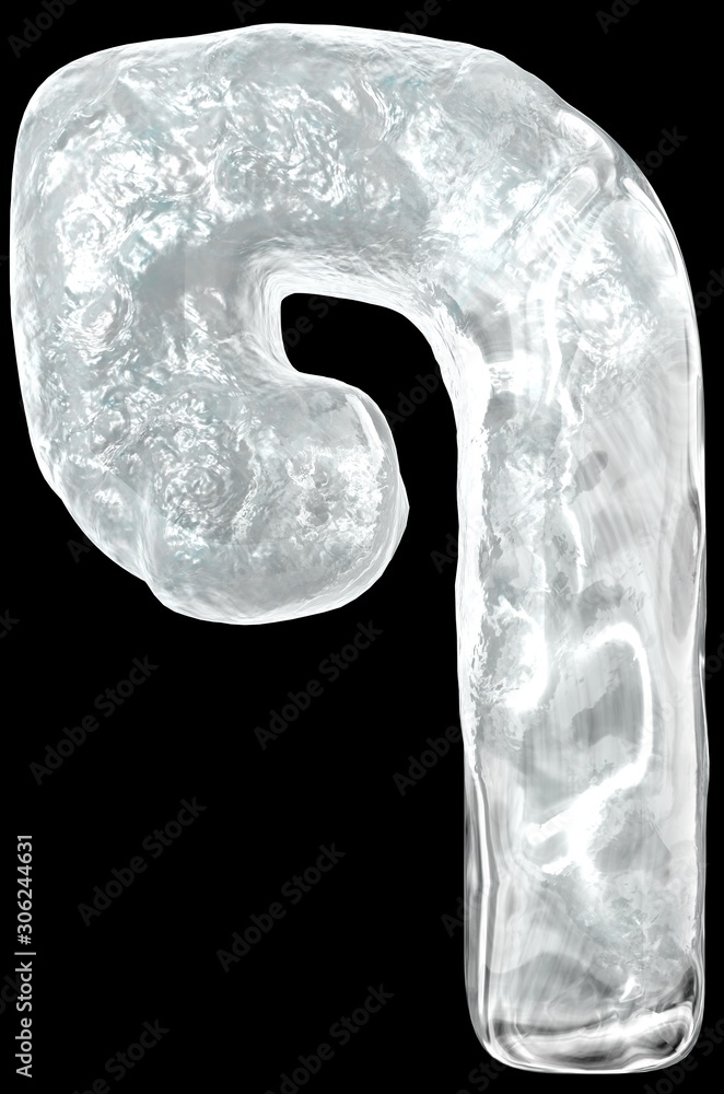 Ice Hebrew font. Ice letters 3d illustration. Frozen water in alphabet