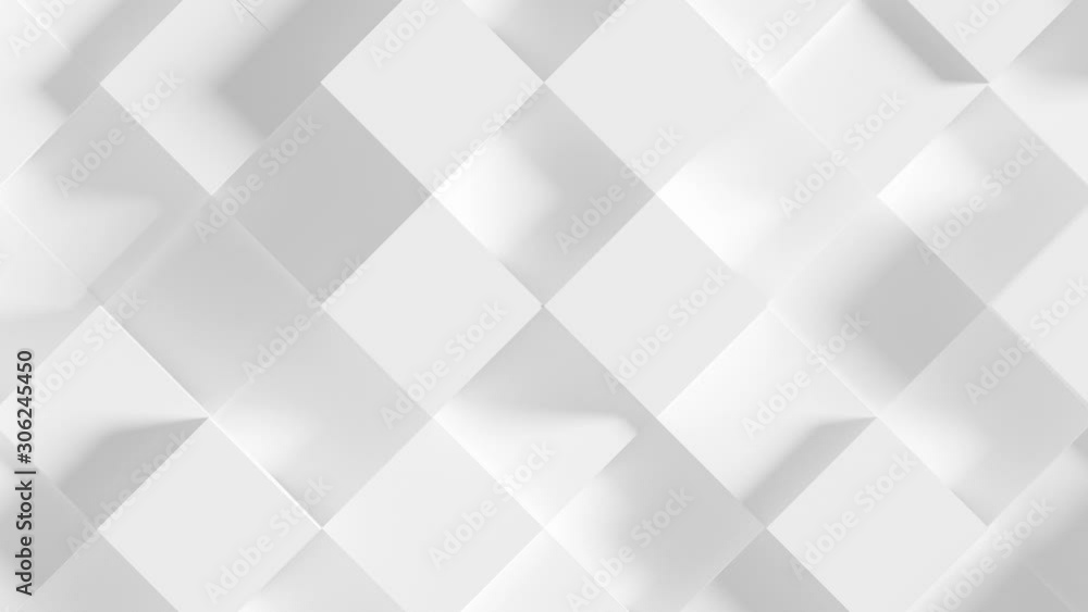 Abstract Square Geometric Surface Loop 4 White: bright and light animation with randomly bouncing squared pattern. Pop motion. Abstract motion background in pure wall architectural matte white. 4K Abstract Square Geometric Surface Loop 4 White: bright and light animation with randomly bouncing squared pattern. Pop motion. Abstract motion background in pure wall architectural matte white. 4K