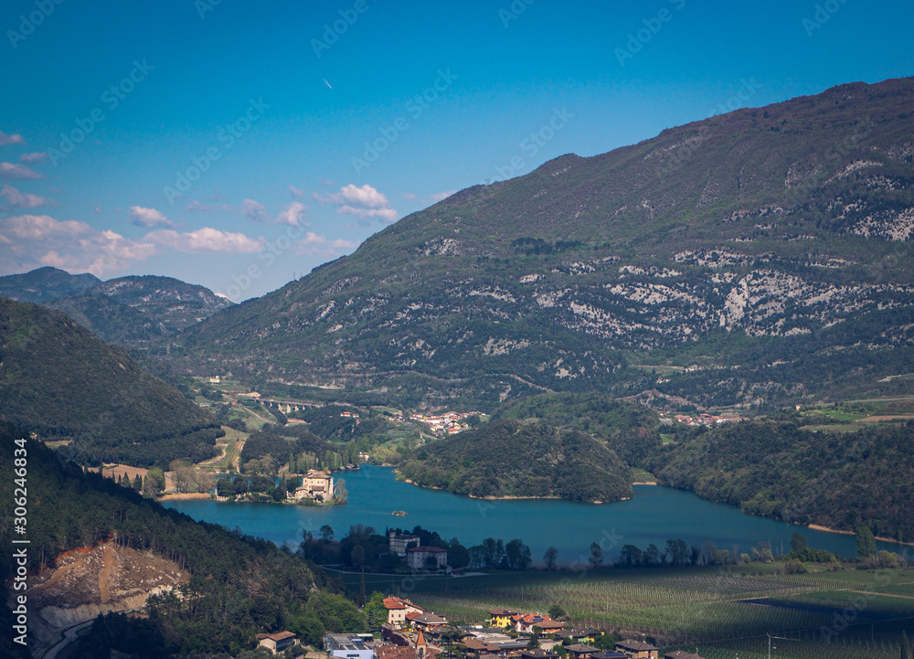 Laho di Molveno, Lake Molveno, Trentino, Italy. Reflection on the lake.