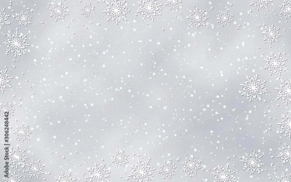 Fototapeta premium Christmas and New Year heavy snowfall vector background