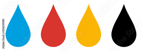 Drop of water, blood and oil icons. Vector