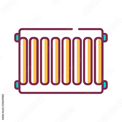 Steel radiators of heating in the house color line icon on white background. Home heating. Pictogram for web page, mobile app, promo. UI UX GUI design element. Editable stroke.