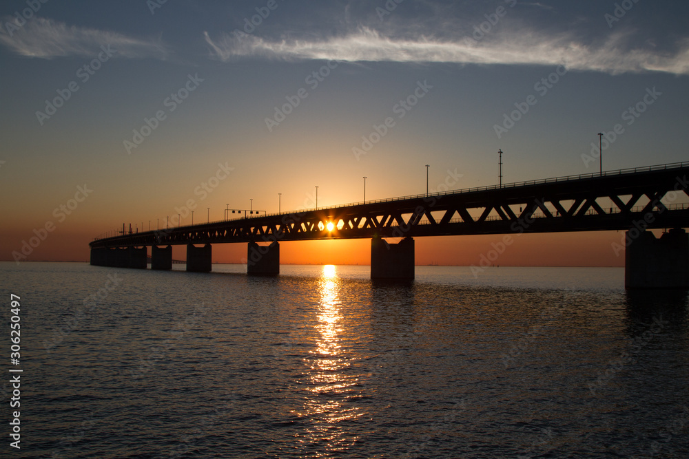 Oresound Bridge Summer sunset