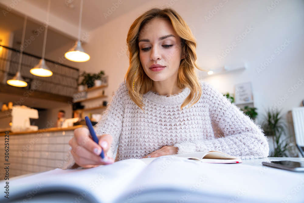 Concentrated pretty young blonde woman Concentrated pretty young blonde woman