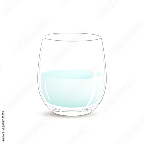 Glass of water half full half empty. Illustration