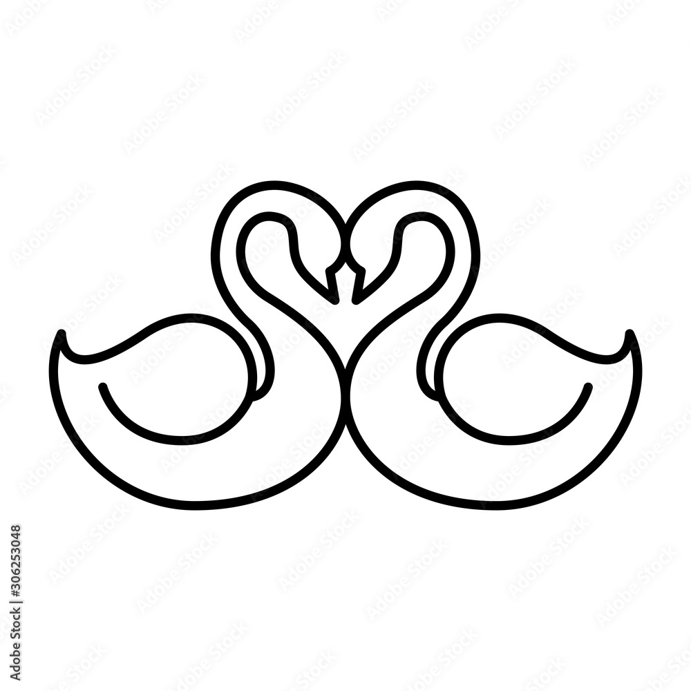 swans animals line style icon swans animals line style icon