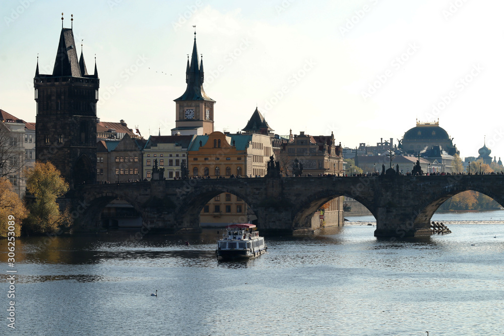 Ancient Charles bridge in Prague