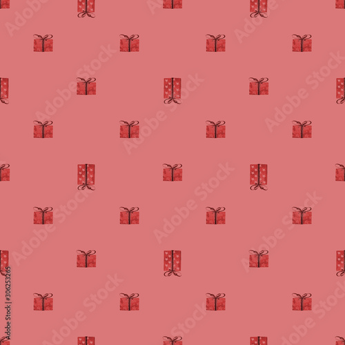 Christmas holiday present composition. Gift, christmas new year and sale concept seamless pattern