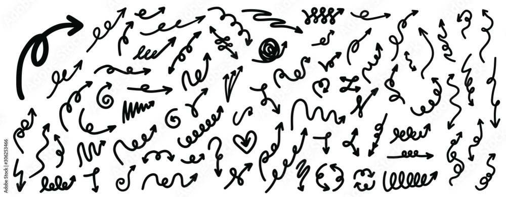 Obraz premium Arrow doodle vector set.Arrow doodle vector.Arrow doodle collection.
